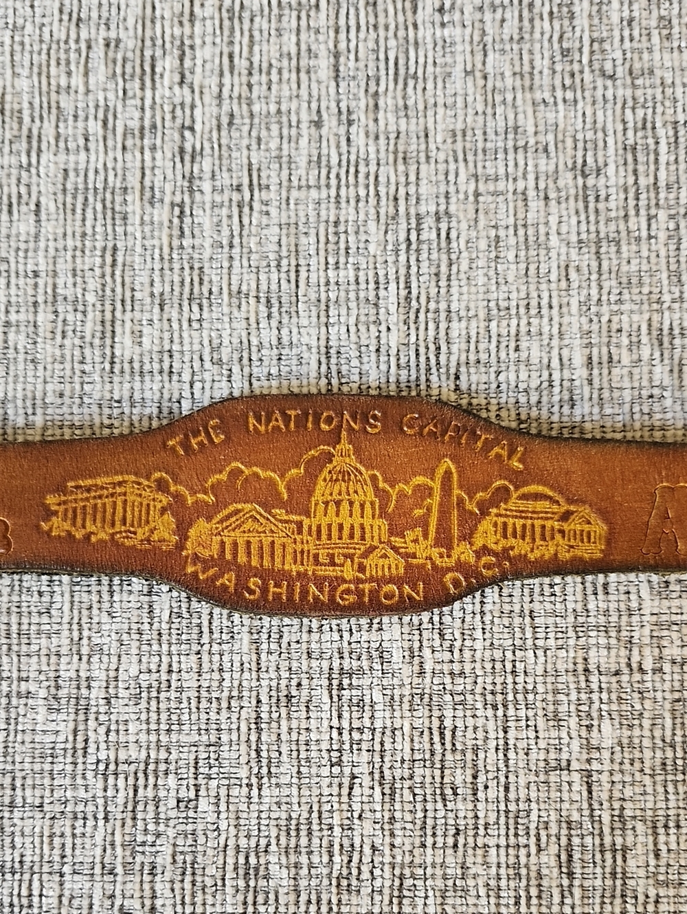 Washington D.C. Souvenir Bracelet Brown Leather Vintage